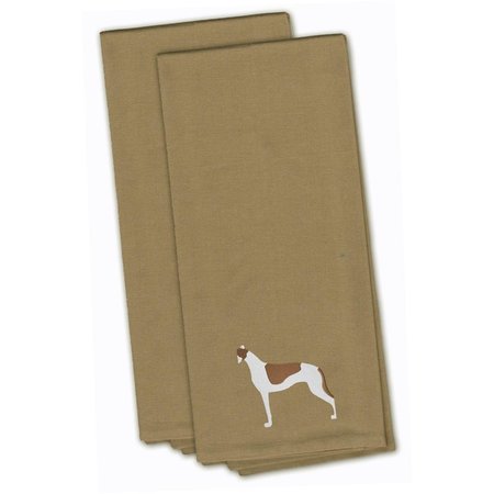 CAROLINES TREASURES Greyhound Tan Embroidered Kitchen Towel BB3405TNTWE